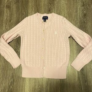 Girls Pink Polo Ralph Lauren Cardigan
